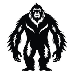 Silhouette of Furry Bigfoot Creature Mythical Hominid, Mysterious Beast, Cryptozoology