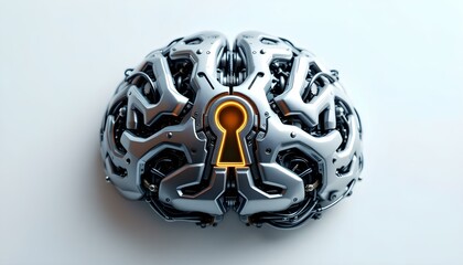 Brain with Key Lock - Symbolizing Autism and the Complexity of Decoding the Neurodivergent Mind