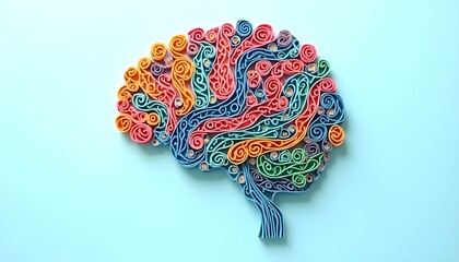 Paper Art Representing Brain Connections and Neurodivergent Complexity, lines and nodes.