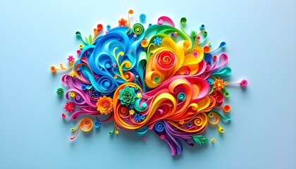 Paper Art Representing Brain Connections and Neurodivergent Complexity, lines and nodes.