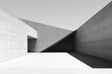 Geometric concrete architectural structure in a minimalist style.