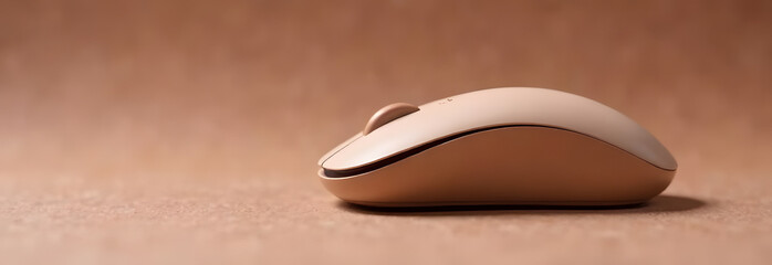 Vintage Computer Mouse on Mocha Mousse Banner Retro Tech Nostalgia