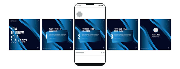 Business carousel post template for advertising, Set of carousel post for Instagram and LinkedIn, Editable social media carousel layout, template eps 10. © Graphaxil