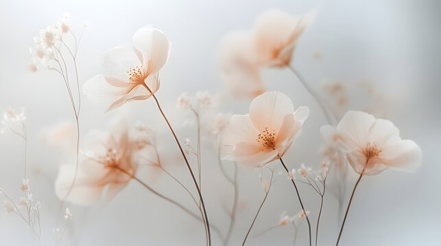 19. A collection of minimalist wildflowers with thin stems and soft, muted colors, arranged loosely on a white background to evoke a sense of natural simplicity