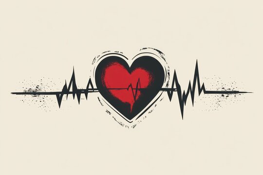 Human heart with heartbeat pulse line concept