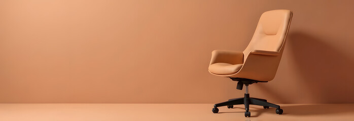 Elegant Mocha Mousse Banner with Armchair Modern Interior Design Concept