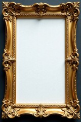 Ornate gold leaf frame with intricate designs and swirling patterns , gold, ornate