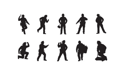 Bold Firefighters in Action - Silhouette Images Capturing Heroism and Dynamic Movements