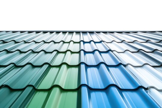 Metal sheet roofing panels isolated on white