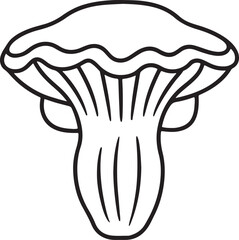 Fototapeta premium king oyster mushroom line art, black outline, vector and illustration, coloring book page line art drawing