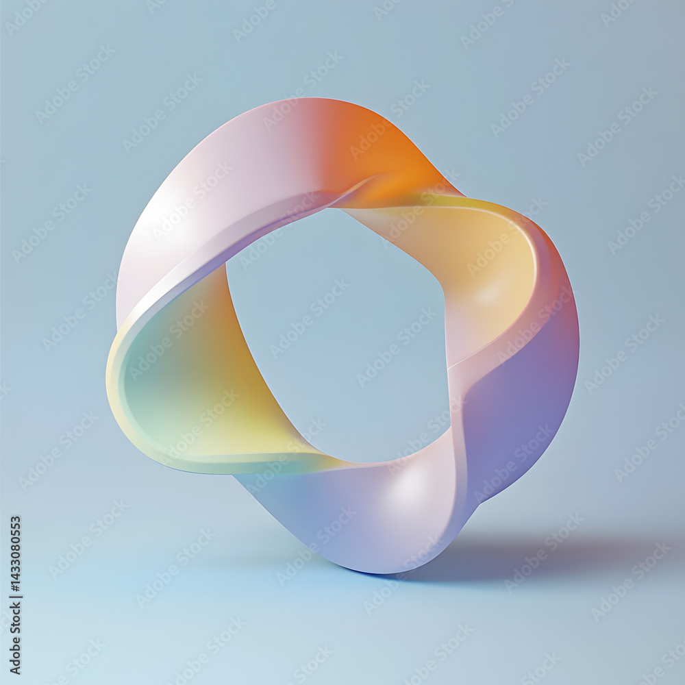Poster abstract loop- a captivating 3d rendered loop sculpture with a sleek design in a smooth gradient col