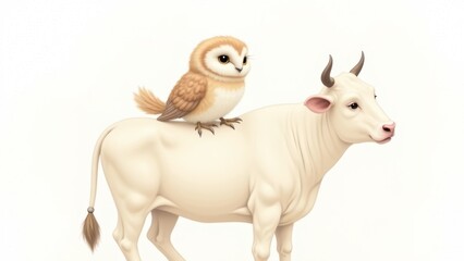 Obraz premium Static painting of cows and owls
