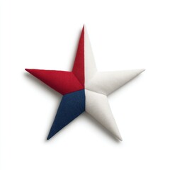 Obraz premium A textured star composed of red, white, and blue segments, symbolizing patriotism and national pride.