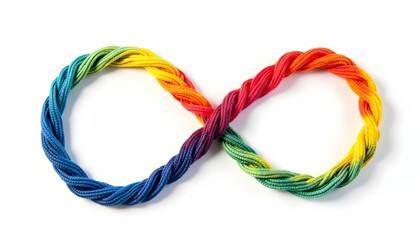 Infinity Symbol Made of Colorful Cords and Pieces Representing Autism and Infinite Possibilities