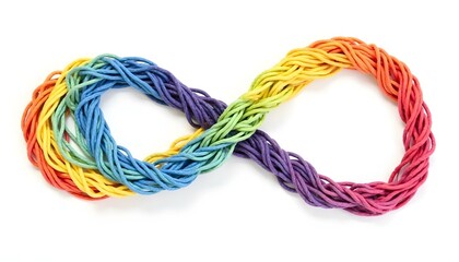 Infinity Symbol Made of Colorful Cords and Pieces Representing Autism and Infinite Possibilities