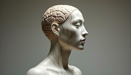 Head in Ceramic with Kintsugi Repair, Representing Respect for Neurodiversity