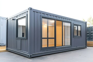 Mobile container office unit at construction site
