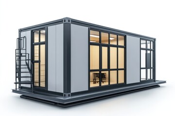 Mobile container office unit at construction site