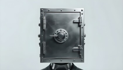 Head Represented as a Safe Symbolizing the Difficulty of Opening Up to the World