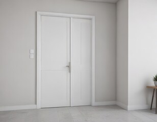Modern white interior door, sleek handle closed ,  latch,  element,  aesthetic