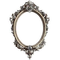 ornate silver frame, isolated on white background