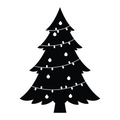 a Christmas tree with lights silhouette vector deign art and illustration 