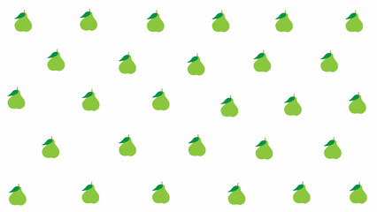 Green pear seamless pattern on soft white background, vibrant organic-themed design for textile, farm produce packaging, kitchen wallpaper and cheerful fruit decor