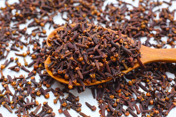 A spice of dried cloves, herbal medicine plant