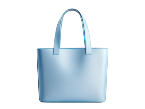 blue tote bag, isolated on white background.