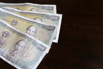 Vietnamese dong banknotes. Money concept