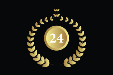 number 24 with laurel wreath icon, vector illustration.