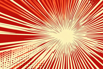 Fototapeta premium Red and Yellow Comic Book Speed Lines Background