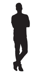 Casual Man Silhouette – Full Body Relaxed Male Vector Illustration