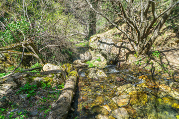 The scenic view of Ornaz waterfalls in Ornaz Valley, Denizli, Turkey