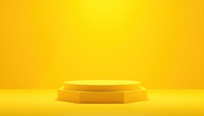 Yellow podium, studio backdrop