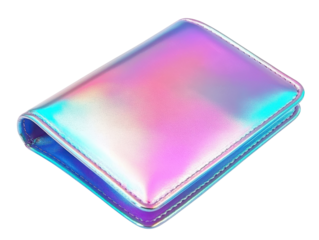iridescent wallet on isolated black background.