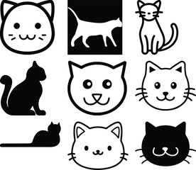Fototapeta premium Cat icon bundle simple icon. Vector ICON all icon Viktor