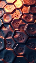 Hexagonal metallic background with subtle light reflections, metal, abstract, illumination