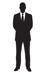 Corporate Businessman Silhouette – Full Body Professional Male Vector Illustration