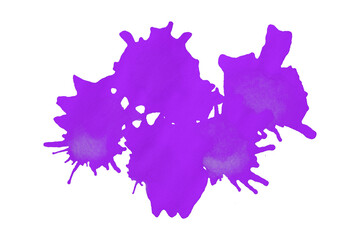 Purple watercolor splash with dynamic splash effect on transparent background. Watercolor brush.