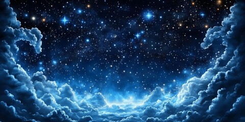 Starry Night Sky with Clouds, Cosmic Beauty and Stargazing Wonder