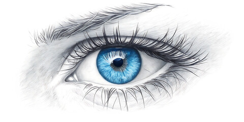 eye with blue isolated on white background PNG