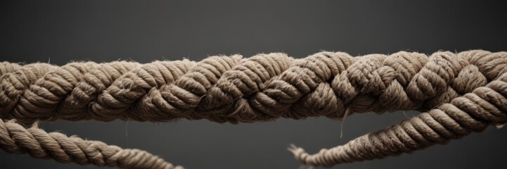 Worn rope under extreme tension, fibers separating,  sustainability,  danger