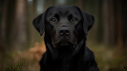 Obraz premium Black Labrador in Forest