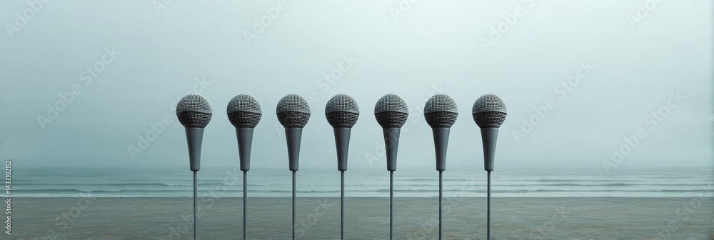 Aufkleber minimalist media ensemble high-fidelity broadcasting microphones visualizing communication technolog