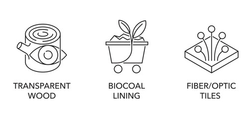 Innovative building materials - Transparent wood, Biocoal lining, Fiber Optic tiles