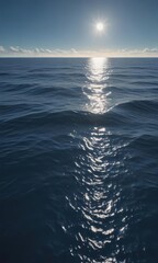 Obraz premium Distant sunlit surface, deep blue ocean above, ray, above