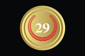 number 29 with laurel wreath icon, vector illustration.