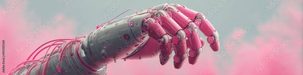 Aufkleber Cybernetic Innovation Meets Soft Aesthetics Next-Gen Robotic Interface Exploring Emotional Intelligence and Human-Machine Convergence in Advanced Technological Design