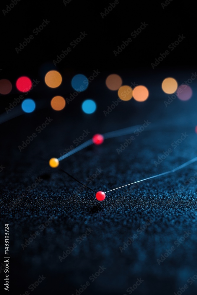 Aufkleber Dynamic Network Visualization AI-Driven Connectivity Mapping with Luminous Nodes - Innovative Digital Transformation and Strategic Business Intelligence Insights